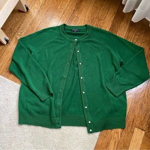 Green button up knit cardigan
